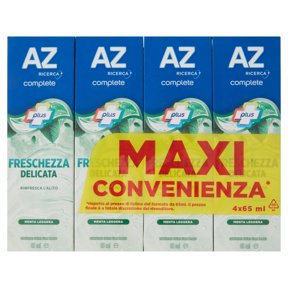 AZ Dentifricio Complete Plus Freschezza Delicata Menta Leggera 4x65 ml